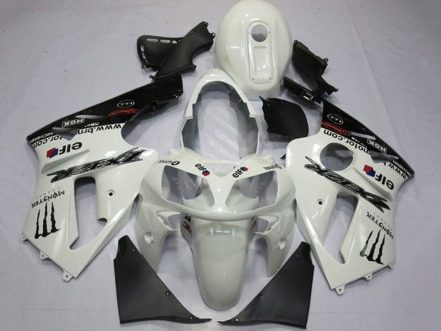 2000-2001 Pearl White Black Elf Monster Energy Kawasaki ZX12R Motorcycle Fairings Canada