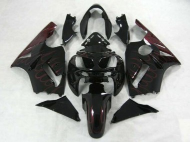 2002-2006 Glossy Black Burgundy Flame Kawasaki ZX12R Motorcycle Fairings Canada