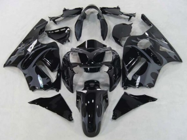 2002-2006 Glossy Black Grey Tribal Kawasaki ZX12R Motorcycle Fairings Canada