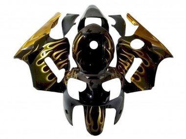 2002-2006 Glossy Black Gold Flame Kawasaki ZX12R Motorcycle Fairings Canada