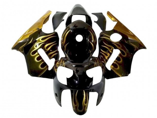 2002-2006 Glossy Black Gold Flame Kawasaki ZX12R Motorcycle Fairings Canada