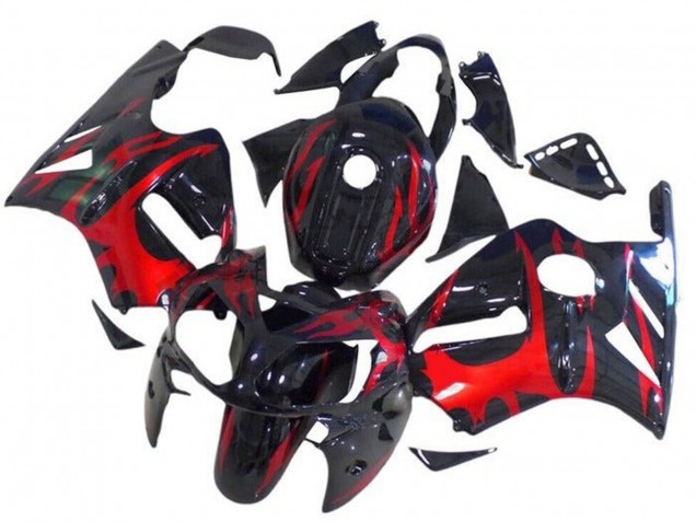 2002-2006 Glossy Black Red Tribal Kawasaki ZX12R Motorcycle Fairings Canada