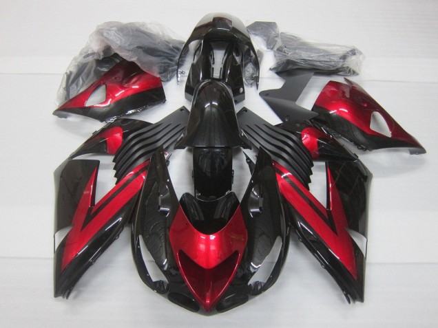 2006-2011 Candy Red Glossy Black Kawasaki ZX14R ZZR1400 Motorcycle Fairings Canada