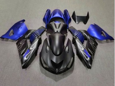 2006-2011 Matte Black Blue Silver Flame Kawasaki ZX14R ZZR1400 Motorcycle Fairings Canada