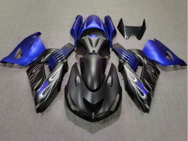2006-2011 Matte Black Blue Silver Flame Kawasaki ZX14R ZZR1400 Motorcycle Fairings Canada