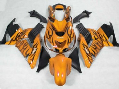 2006-2011 Orange Black Flame Kawasaki ZX14R ZZR1400 Motorcycle Fairings Canada
