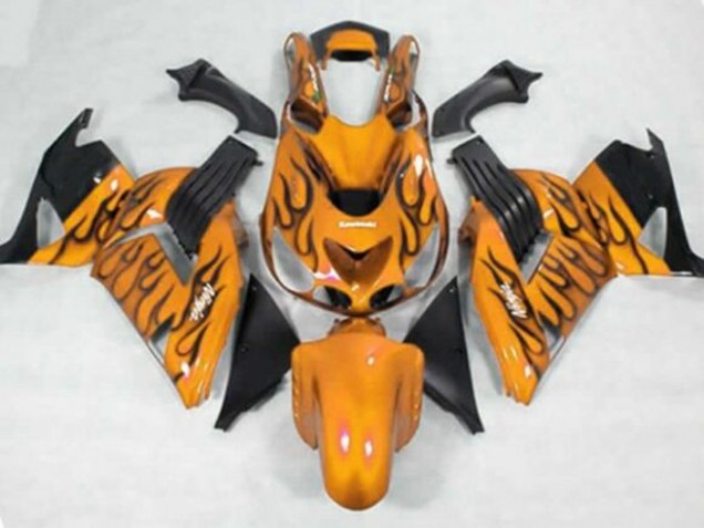 2006-2011 Orange Black Flame Kawasaki ZX14R ZZR1400 Motorcycle Fairings Canada