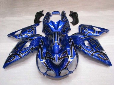 2006-2011 Blue Black Silver Tribal Kawasaki ZX14R ZZR1400 Motorcycle Fairings Canada