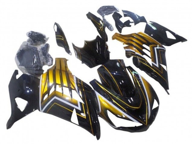 2012-2024 Glossy Black Gold Stripe Kawasaki ZX14R ZZR1400 Motorcycle Fairings Canada