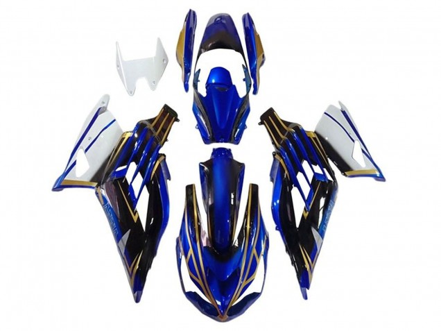 2012-2024 White Gold Blue Black Stripe Kawasaki ZX14R ZZR1400 Motorcycle Fairings Canada