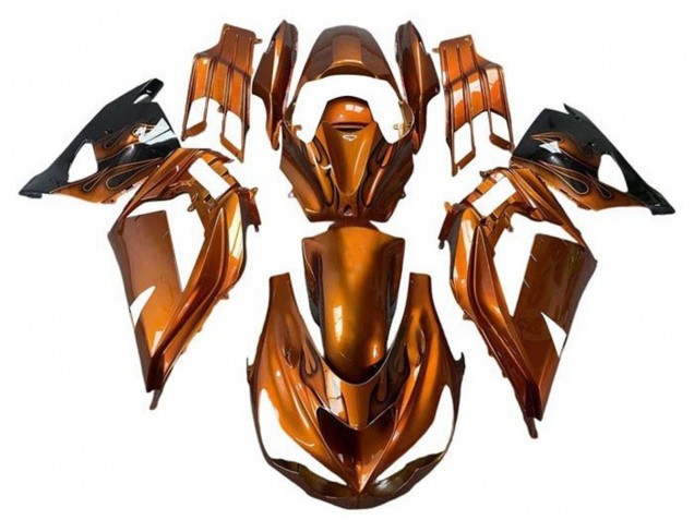 2012-2024 Rust Orange Flame Kawasaki ZX14R ZZR1400 Motorcycle Fairings Canada