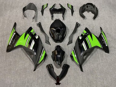 2013-2024 Glossy Black Green White Stripe Kawasaki EX300 Motorcycle Fairings Canada