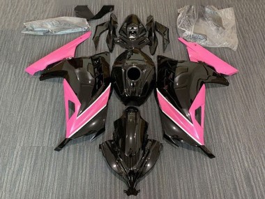 2013-2024 Glossy Black Pink White Stripe Kawasaki EX300 Motorcycle Fairings Canada