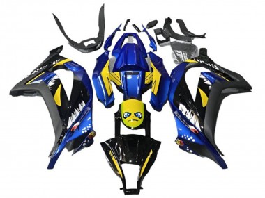 2013-2024 Blue Yellow Black Shark Kawasaki EX300 Motorcycle Fairings Canada