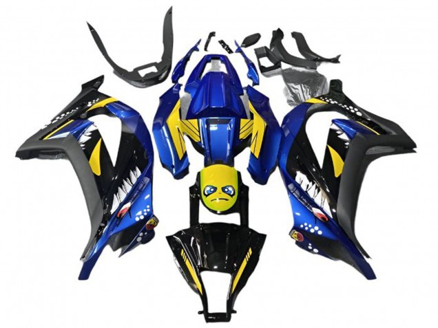 2013-2017 Blue Yellow Black Shark Kawasaki EX300 Motorcycle Fairings Canada
