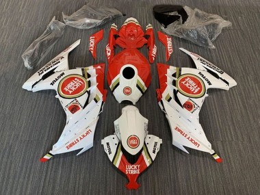 2013-2024 White Red Lucky Strike Kawasaki EX300 Motorcycle Fairings Canada