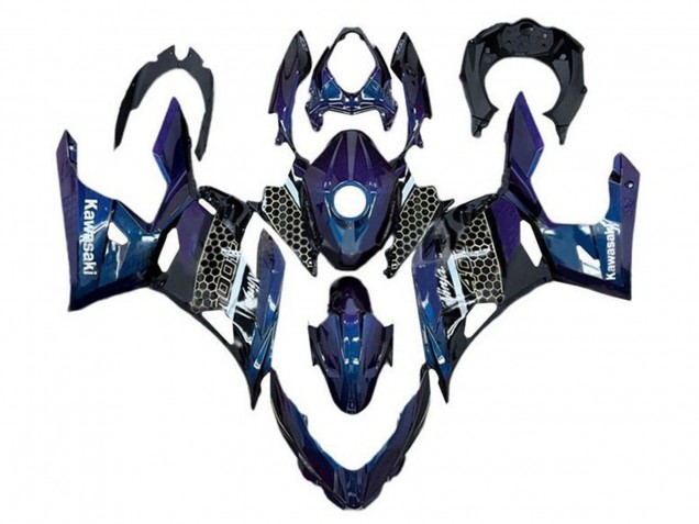 2018-2024 Blue White Honeycomb Kawasaki Ninja 400 Motorcycle Fairings Canada