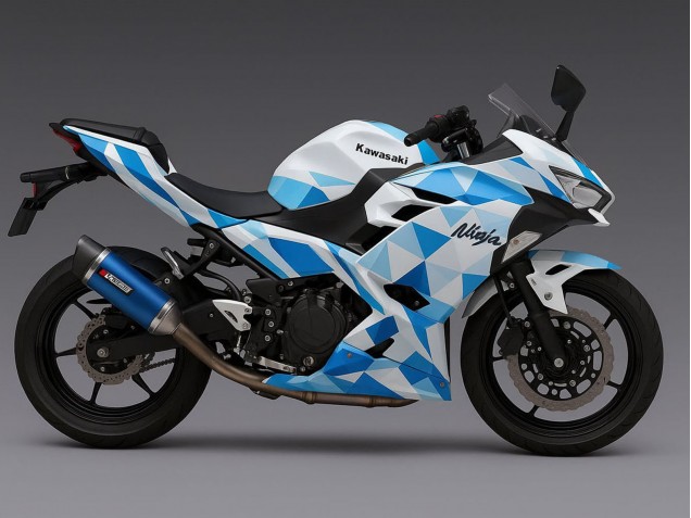 2024-2025 White Blue Geometric Kawasaki Ninja 500 EX500R Motorcycle Fairings Canada