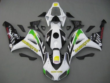 2006-2007 White Green Yellow Glossy Black Hannspree Honda CBR1000RR Motorcycle Fairings Canada