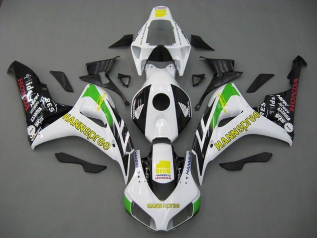 2006-2007 White Green Yellow Glossy Black Hannspree Honda CBR1000RR Motorcycle Fairings Canada