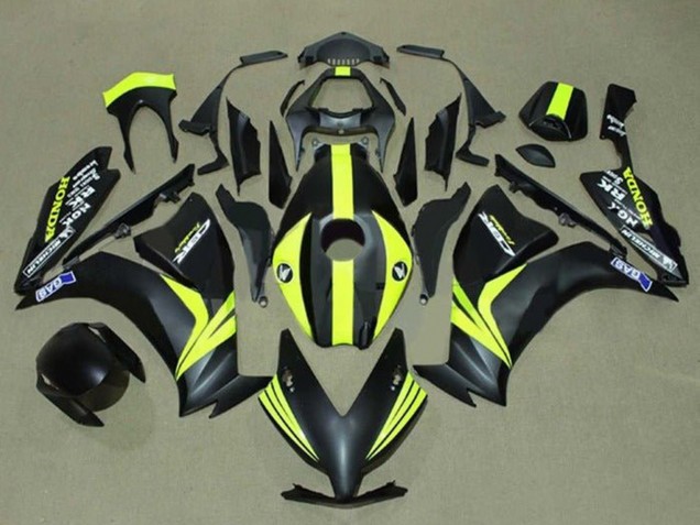 2012-2016 Matte Black Yellow Stripe Honda CBR1000RR Motorcycle Fairings Canada