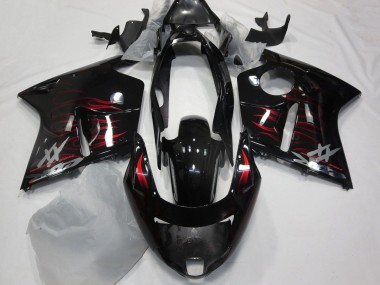 1996-2007 Glossy Black Red Flame Honda CBR1100XX Blackbird Motorcycle Fairing Canada