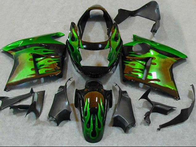 1996-2007 Glossy Black Green Flame Honda CBR1100XX Blackbird Motorcycle Fairings Canada