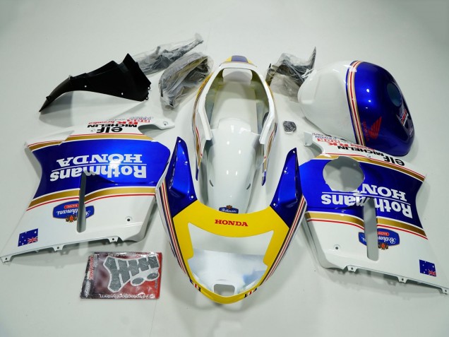 1996-2007 White Blue Yellow Rothmans Honda CBR1100XX Blackbird Motorcycle Fairings Canada