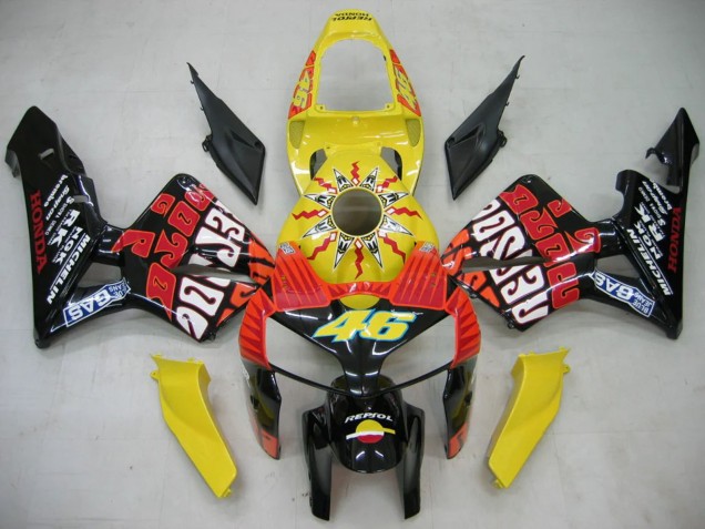 2005-2006 Black Yellow Rossi Honda CBR600RR Motorcycle Fairings Canada