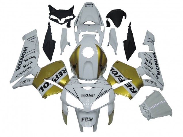 2005-2006 White Gold Repsol Honda CBR600RR Motorcycle Fairings Canada