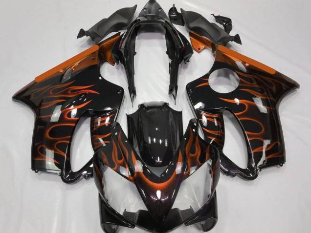2004-2007 Glossy Black Orange Flame Honda CBR600 F4i Motorcycle Fairings Canada
