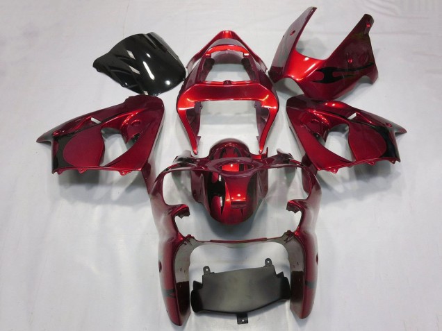 2000-2002 Candy Red Black Tribal Kawasaki ZX6R Motorcycle Fairings Canada
