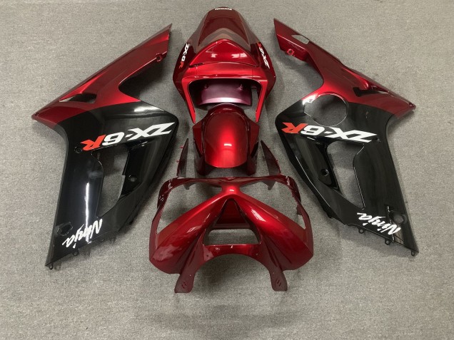 2003-2004 Red Glossy Black White Ninja Kawasaki ZX6R Motorcycle Fairings Canada