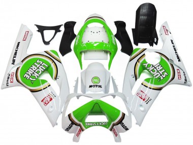 2003-2004 White Green Motul Lucky Strike Kawasaki ZX6R Motorcycle Fairings Canada