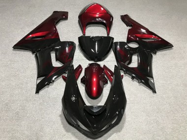 2005-2006 Red Glossy Black Kawasaki ZX6R Motorcycle Fairings Canada