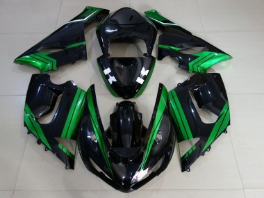 2005-2006 Green White Glossy Black Kawasaki ZX6R Motorcycle Fairings Canada