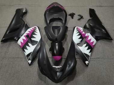 2005-2006 Matte Black White Pink Shark Kawasaki ZX6R Motorcycle Fairings Canada