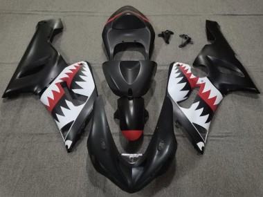 2005-2006 Matte Black White Red Shark Kawasaki ZX6R Motorcycle Fairings Canada