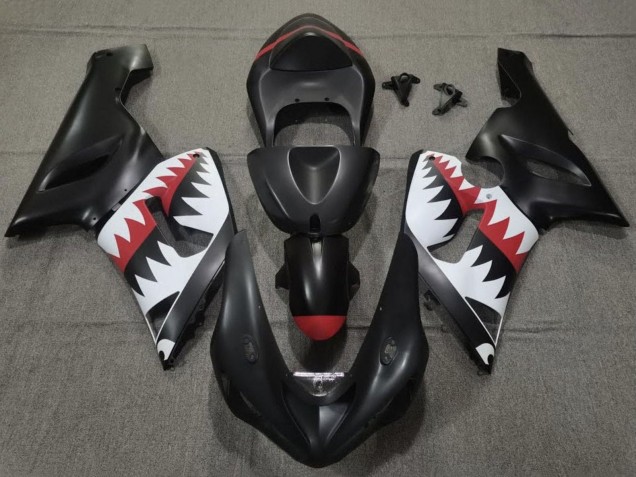 2005-2006 Matte Black White Red Shark Kawasaki ZX6R Motorcycle Fairings Canada