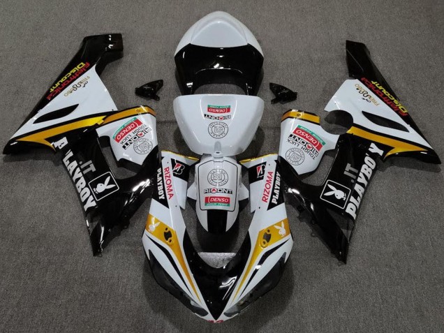 2005-2006 White Black Gold Red Rizoma Playboy Kawasaki ZX6R Motorcycle Fairings Canada