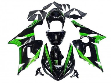 2005-2006 Green Glossy Black Monster Stripe Kawasaki ZX6R Motorcycle Fairings Canada