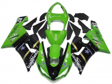 2005-2006 Green Glossy Black Blue Star Team Green Kawasaki ZX6R Motorcycle Fairings Canada