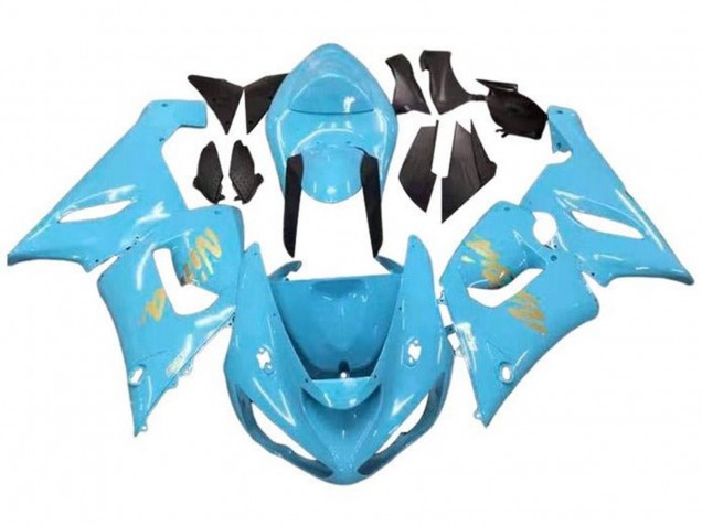 2005-2006 Light Blue Gold Kawasaki ZX6R Motorcycle Fairings Canada