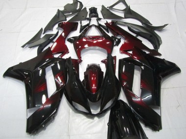 2007-2008 Black Dark Red Kawasaki ZX6R Motorcycle Fairings Canada