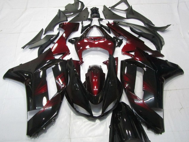 2007-2008 Black Dark Red Kawasaki ZX6R Motorcycle Fairings Canada