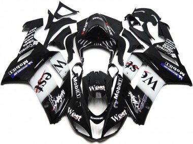 2007-2008 Black White West Mobil Kawasaki ZX6R Motorcycle Fairings Canada