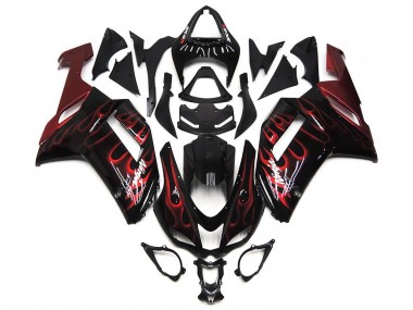 2007-2008 Black White Red Flame Kawasaki ZX6R Motorcycle Fairings Canada