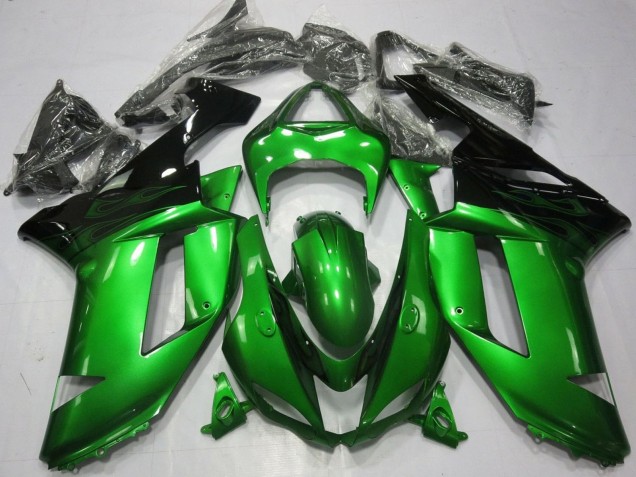 2007-2008 Green Black Kawasaki ZX6R Motorcycle Fairings Canada