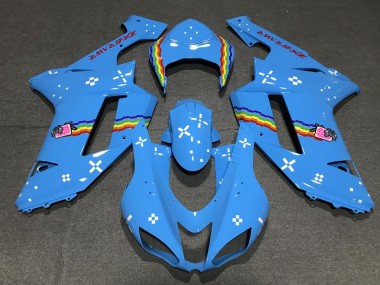 2007-2008 Light Blue Rainbow Kawasaki ZX6R Motorcycle Fairings Canada