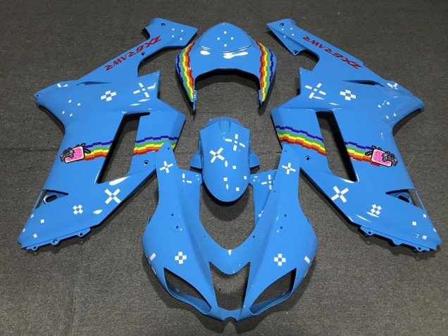 2007-2008 Light Blue Rainbow Kawasaki ZX6R Motorcycle Fairings Canada